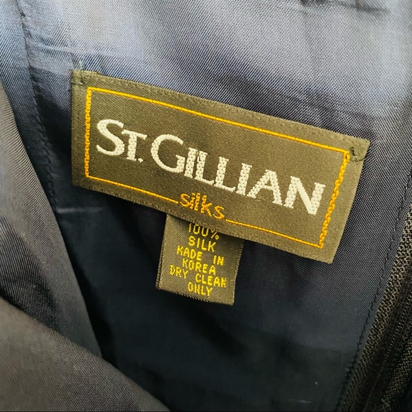 Vintage ST. GILLIAN NAVY BLUE SILK THIN STRAP Mini PARTY DRESS button front - Picture 7 of 7